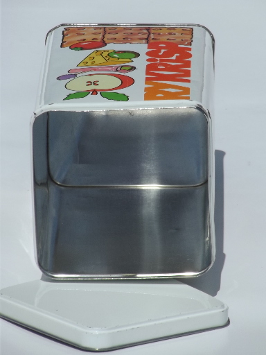 Retro Scandinavian modern vintage RyKrisp tin kitchen storage canister