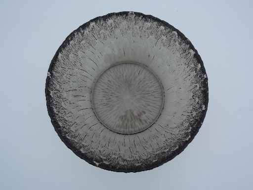 Retro smoke  glass flower shape bowl, vintage Arcoroc marguerite daisy
