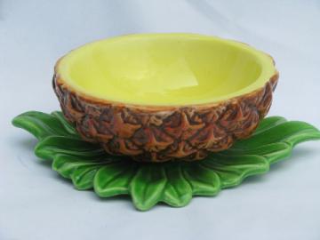 Retro tiki tropical pineapple shape sauce or salsa bowl, vintage Japan