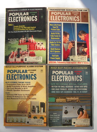 Retro vintage 1965 full year Popular Electronics magazine w/DIY projects