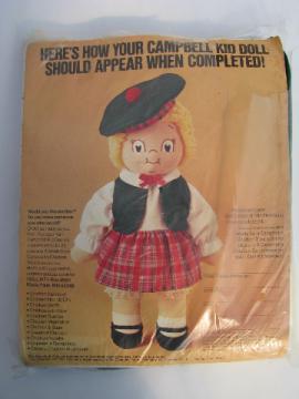 Retro vintage 1980 Campbell's Soup advertising doll kit, Campbells Kids