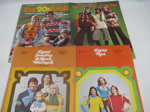 Retro vintage 70s hippie crochet for guys & girls, lot of 18 books / leaflets