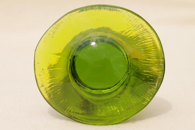 retro vintage Viking glass paperweight, lime green art glass mushroom