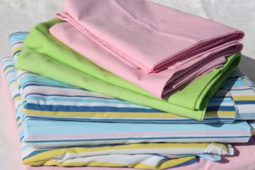 Retro vintage bedding, bed sheets & pillowcases - pink, green, candy stripe
