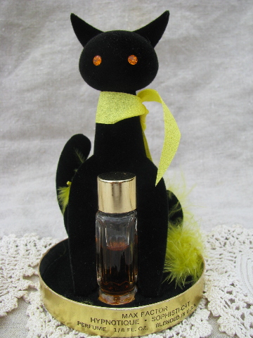 Retro vintage black cat Max Factor Hypnotique Sophisticat perfume