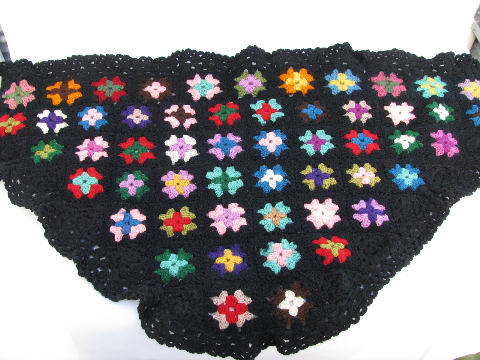 Retro vintage boho granny square crochet hippie shawl, soft & cozy