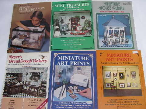 Retro vintage craft pattern booklets lot, dollhouse miniature toys