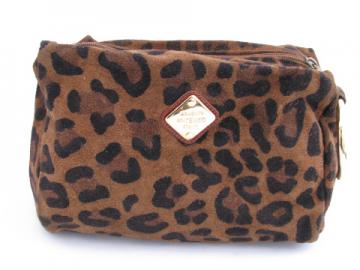 Retro vintage leopard print Italian leather purse, bracelet handle
