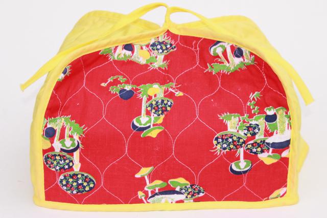 retro vintage mushrooms print cotton cover for toaster kitchen appliance