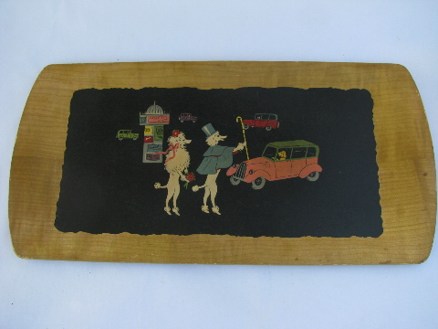 Retro vintage paper trays for serving or cocktails - french poodles!