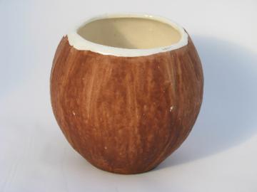 Retro vintage tiki cup mug, coconut shell shape, Trader Vic's