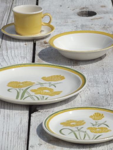 Retro yellow poppy dinnerware set, vintage Jamestown china ironstone
