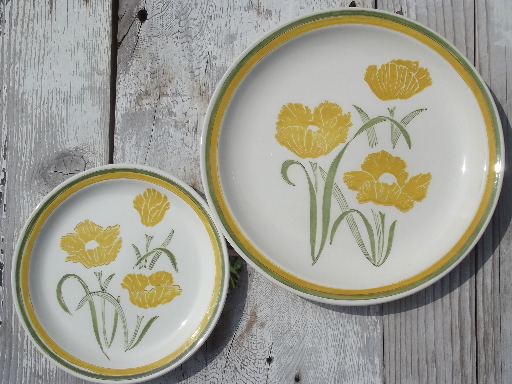 Retro yellow poppy dinnerware set, vintage Jamestown china ironstone