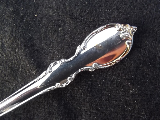 Rogers Reflection silver plate olive spoon & pickle fork Viking glass dish