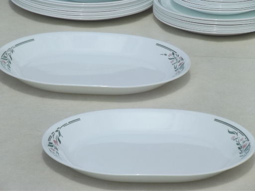 Rosemarie pink tulip Corelle, Corning glass soup bowls plates set for 8