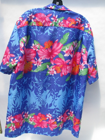 Royal Creations - Hawaii, vintage Hawaiian print XL men's poly shirt