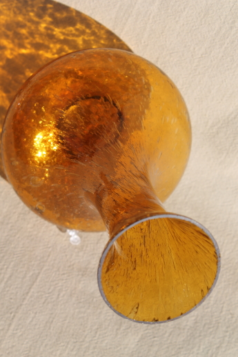 Scandinavian modern vintage Ekenas amber glass hurricane lamp / light shade