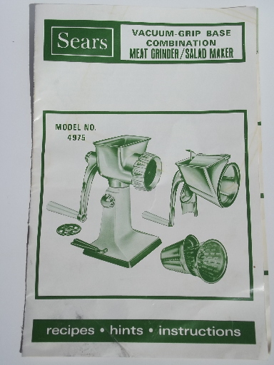 Sears hand crank salad master slicer / shredder / grater / meat grinder