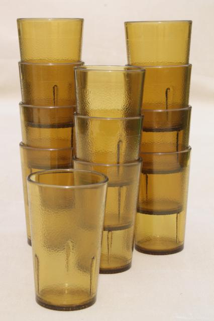 tumblers unbreakable set drinking retro of 12 amber glasses plastic restaurant