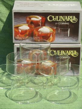 Set of 8 petit souffles, 70s vintage Culinaria clear Corning glass