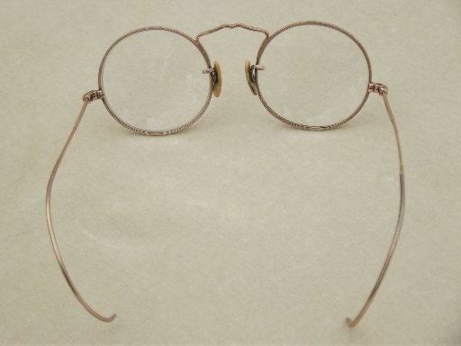 Small round gold wire glasses, vintage eyeglasses w/ gold filled frames