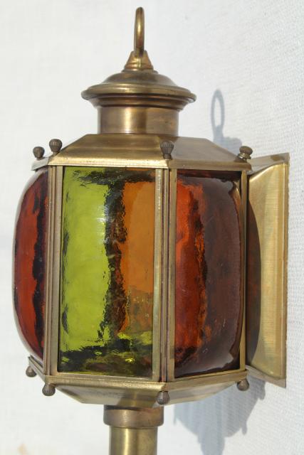 stained glass / solid brass lantern, wall sconce carriage house entry porch light