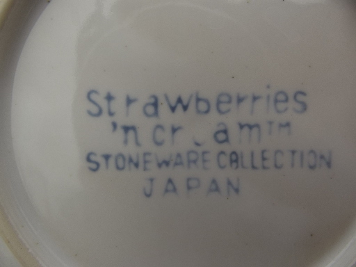 Strawberries n Cream  stoneware go-along bowls,  Sheffield vintage Japan