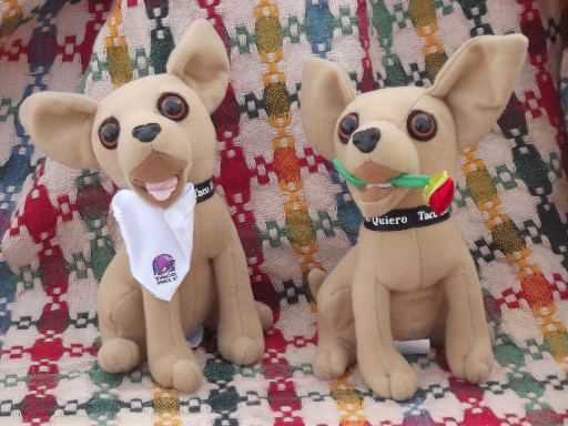 Taco Bell talking Chihuahua dogs lot, Applause stuffed toys