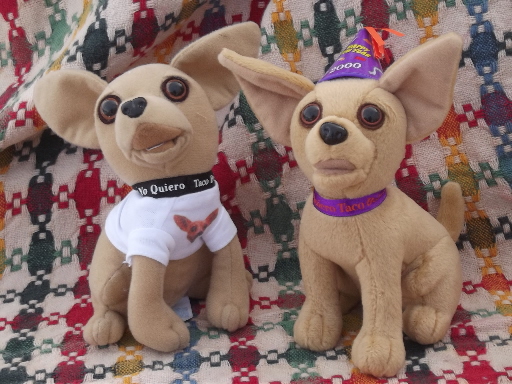 Taco Bell talking Chihuahua dogs lot, Applause stuffed toys