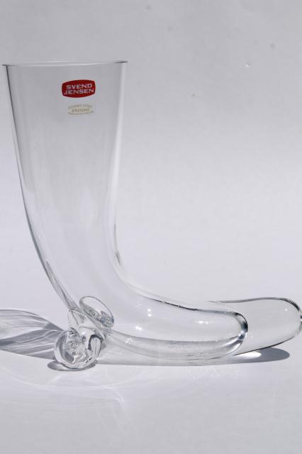 tall drinking horn beer glasses, Svend Jensen Krosno glassware made in Poland