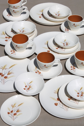 Taylor Smith Taylor Autumn Harvest vintage dinnerware set for 6, TS&T china dishes