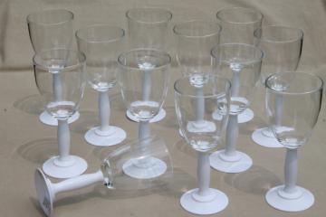 unbreakable plastic stemware set of 12 wine glasses, mod white & lucite goblets