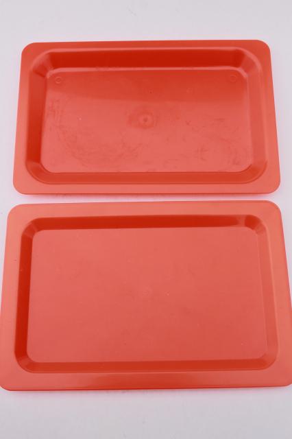 unused vintage plastic bath set & water pitcher, retro bright orange & white