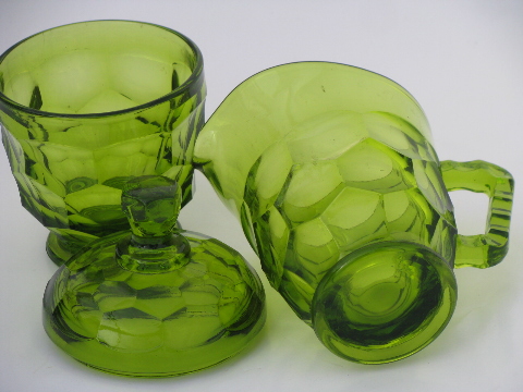 Viking Georgian lime green glass cream pitcher and sugar bowl set