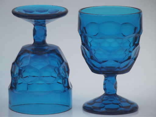 Viking glass Georgian water glasses, 12 goblets in bluenique bright blue