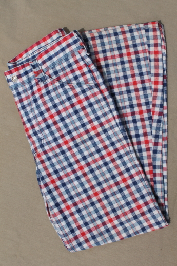 Vintage 1976 Toughskins red white & blue bell bottoms, wide leg flares jeans 28 waist