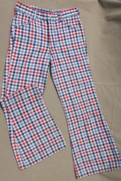 Vintage 1976 Toughskins red white & blue bell bottoms, wide leg flares jeans 28 waist