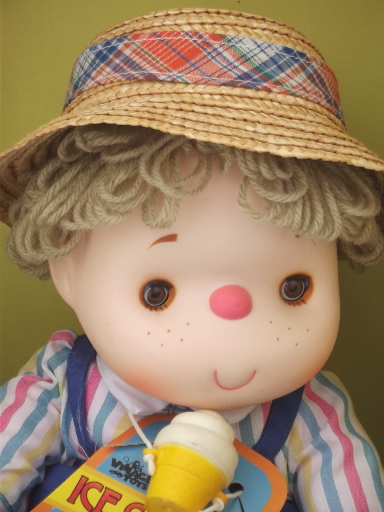 Vintage 1980 Ice Cream doll in original box, boy doll w/ straw hat