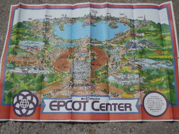 Vintage 1982 Epcot Center Disney World theme park poster map print