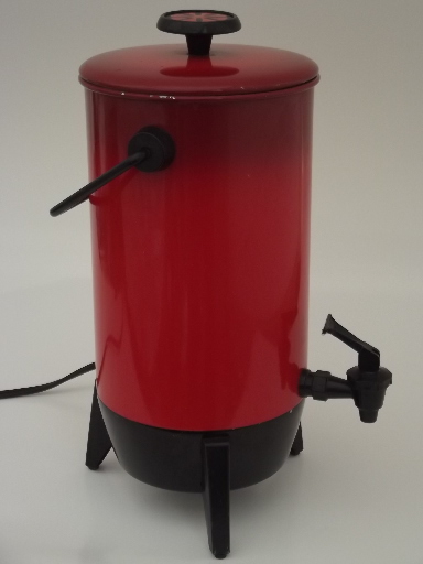 Vintage 22 cup electric percolator, retro poppy red Mirro coffee maker pot