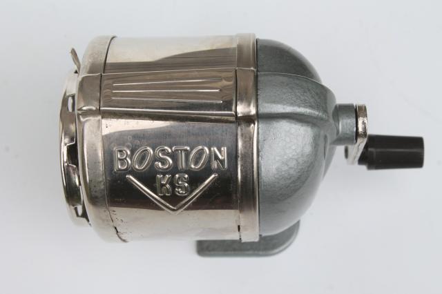 vintage Boston KS eight hole all metal hand crank desktop pencil sharpener