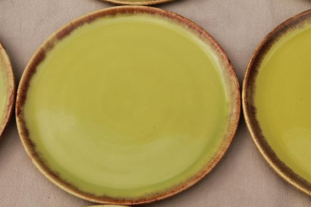 vintage California Rustic drip glaze pottery Desert Mist chartreuse green plates