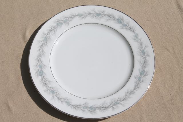 vintage Fine China Japan Style House Duchess blue pine dinnerware set, service for 8