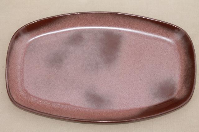 vintage Frankoma pottery, large platters, Plainsman brown squared oval plates