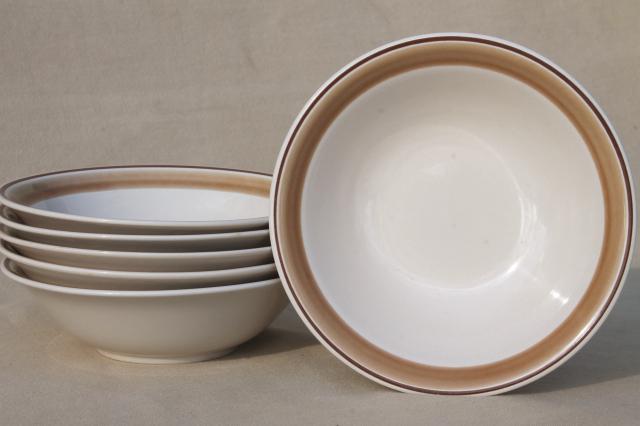 vintage Hearthside Japan stoneware pottery dishes, plain Water Colors soup or cereal bowls