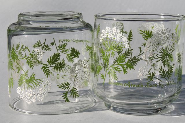 vintage Libbey Queen Anne's Lace pattern old fashioned lowball glasses, short tumblers