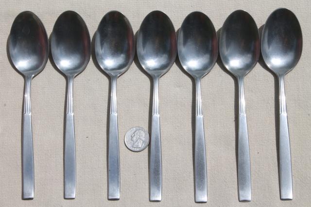 vintage Montgomery Ward stainless steel flatware estate lot, Wards ribbed band pattern