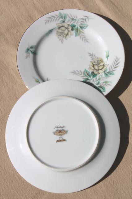 vintage Noritake china bread & butter or dessert plates, Marsha yellow roses floral