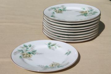 vintage Noritake china bread & butter or dessert plates, Marsha yellow roses floral
