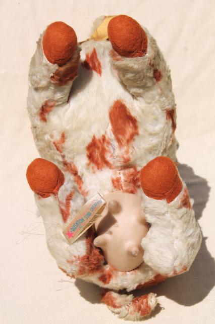 vintage Rushton rubber face toy, Daisy silly cow toothy grin calf, kitschy retro stuffed animal